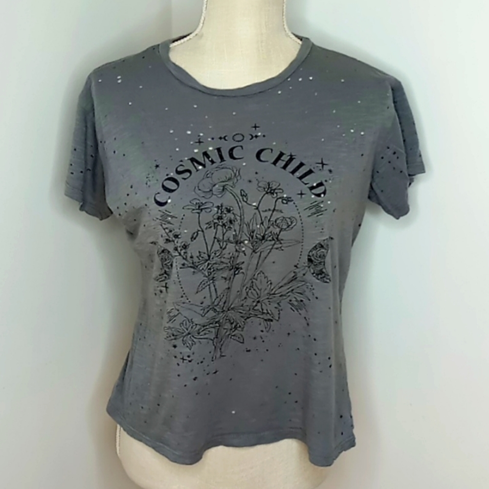 Dirtee Laundry Cosmic Child Size S Glitter Details Short Sleeve Woman's T-Shirt